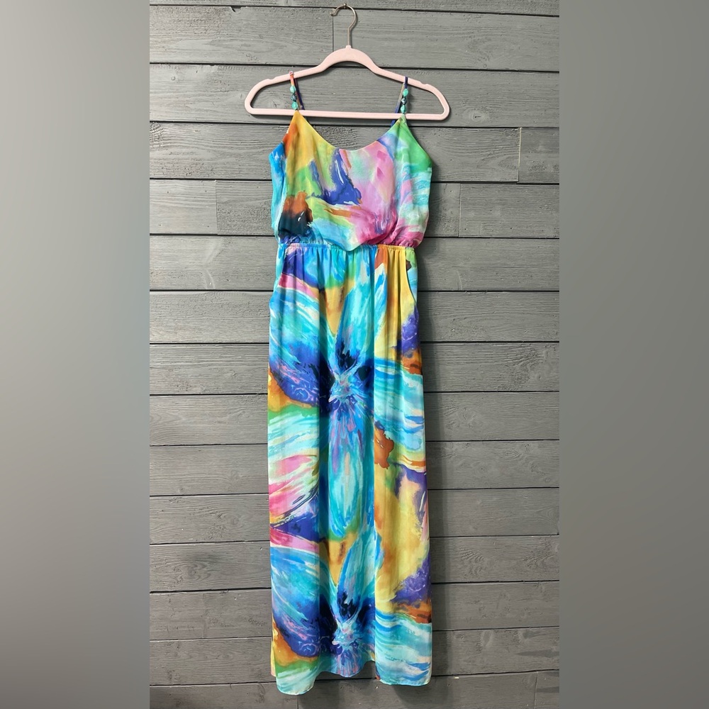Bisou Bisou Michele Bohbot Watercolor Jewelrd Maxi Dress 4 Spring Summer Party - Picture 2 of 16